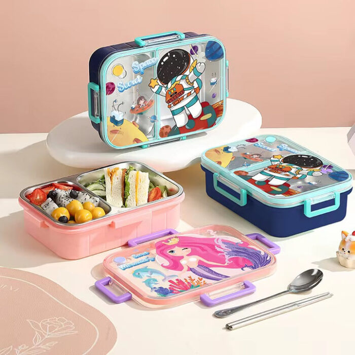 2 Compartments Stainless Steel 750ml Cartoon Character Lunch Box with ...